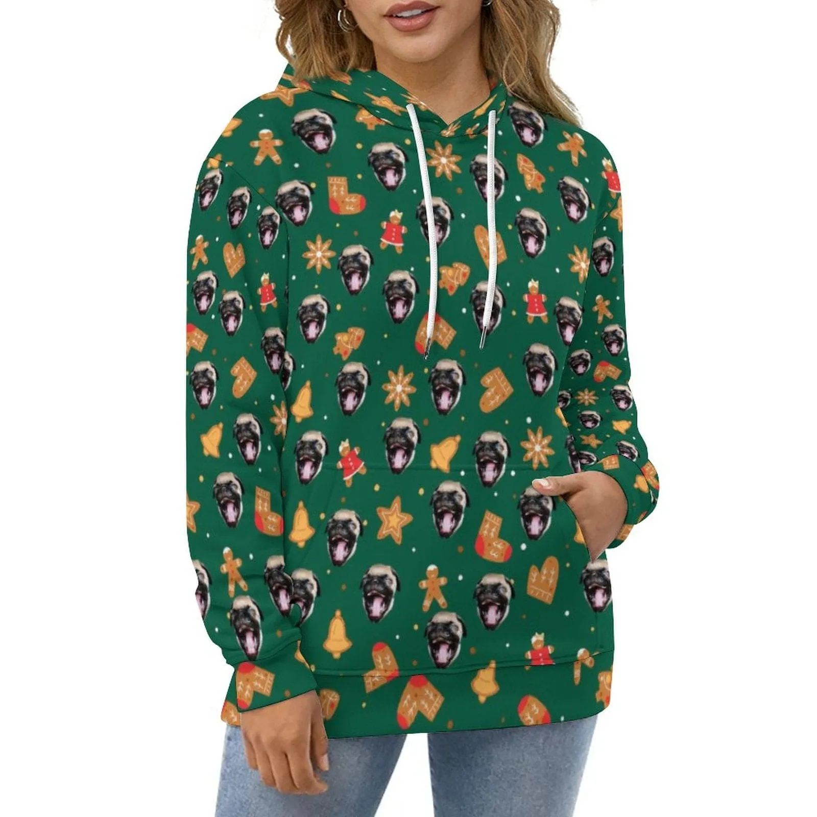 Custom Face Christmas Hat Gifts Hoodie Unisex Design Your Own Hoodie Personalized Loose Hoodie Top Outfits