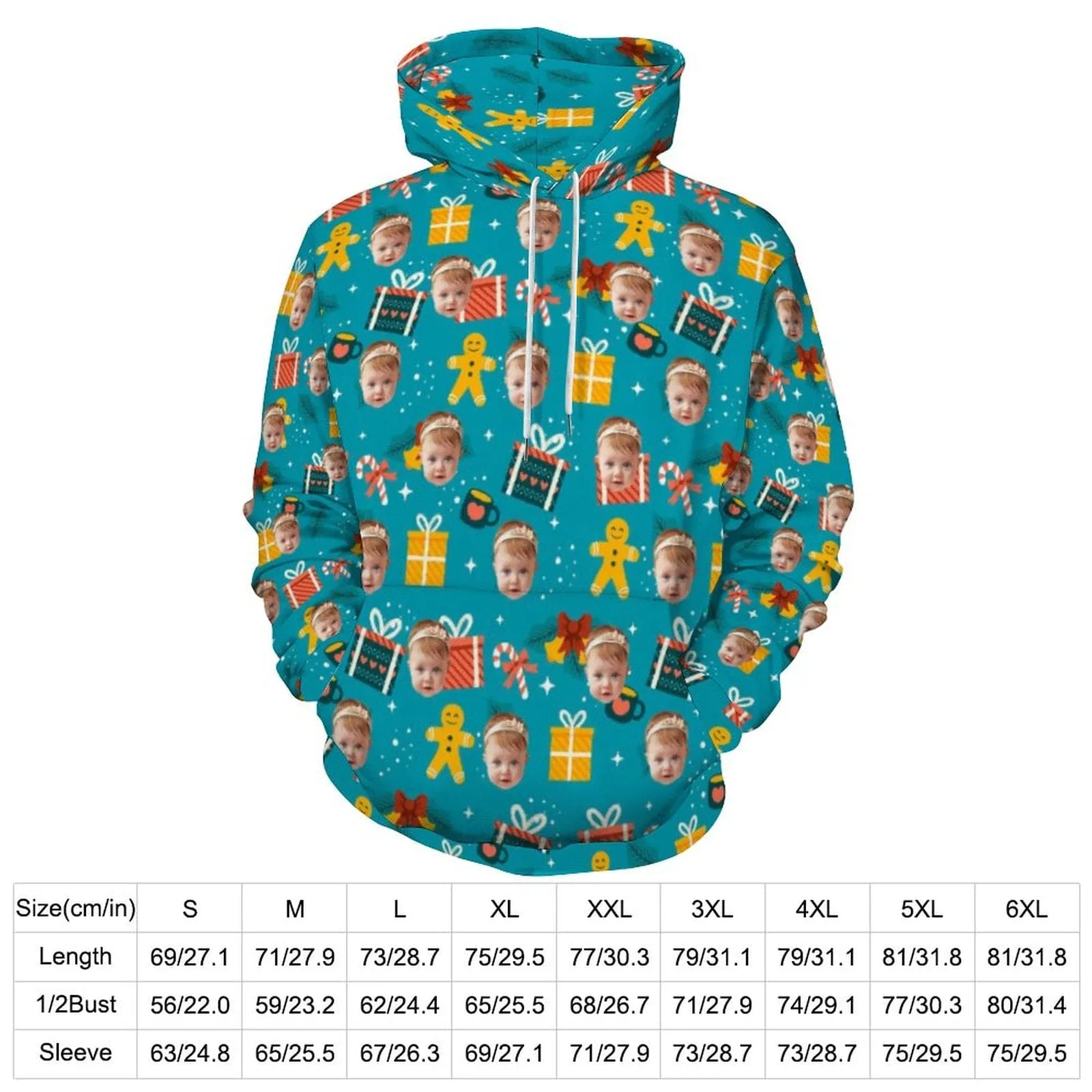Custom Face Christmas Hat Gifts Hoodie Unisex Design Your Own Hoodie Personalized Loose Hoodie Top Outfits