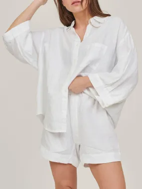 Custom linen shirt in White
