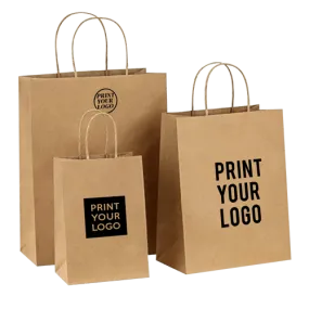 Custom print ECO-friendly heavy duty kraft paper shopping bags
