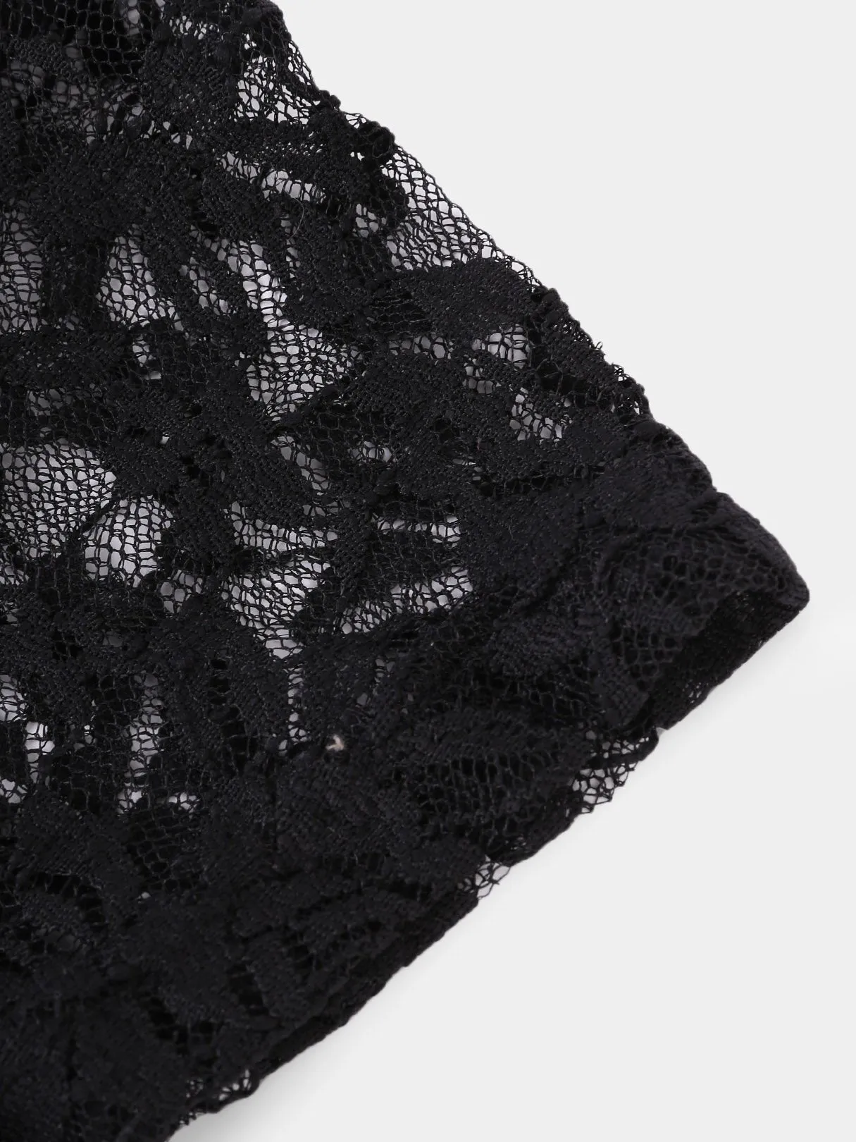 Custom V-Neck Plain Lace Short Sleeve Black T-Shirts