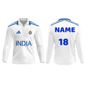 Customised India Test Cricket Team Jersey With Name & Number Print.