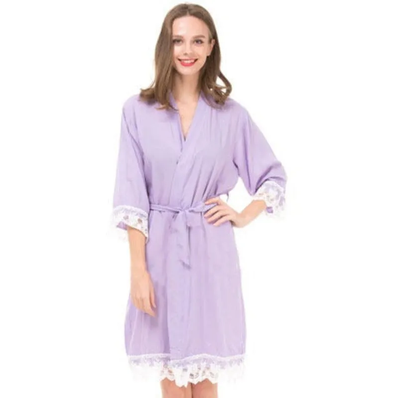 Customized Women's Robe With Lace Pajamas