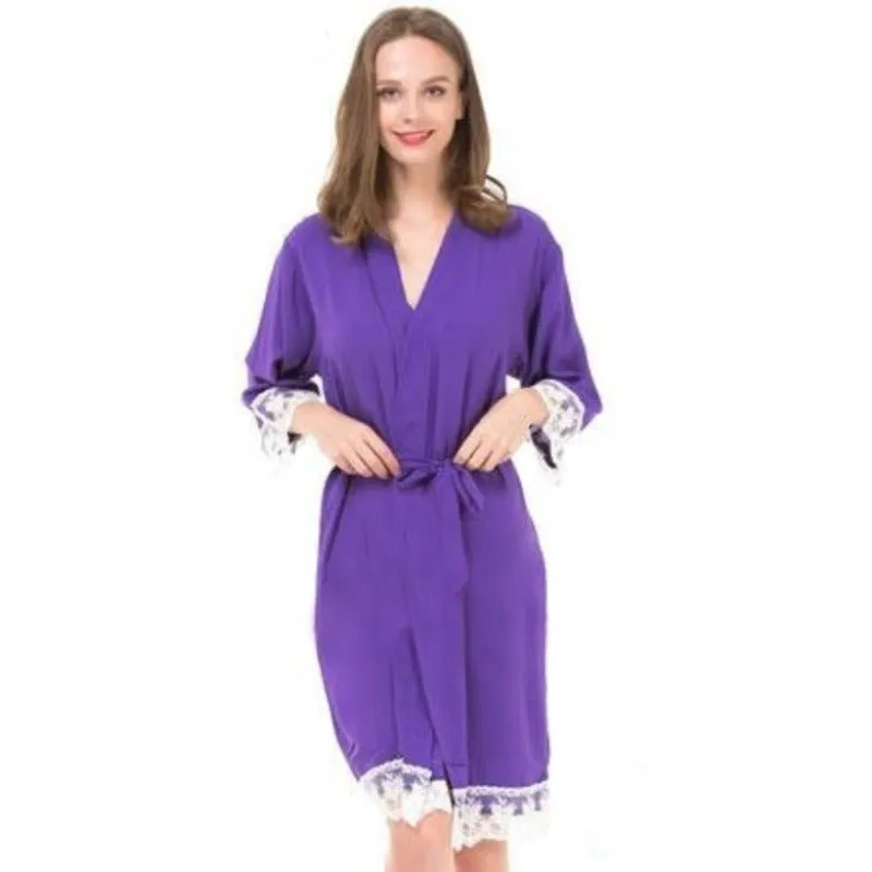 Customized Women's Robe With Lace Pajamas