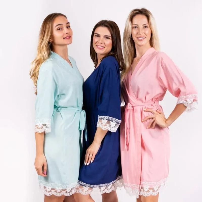 Customized Women's Robe With Lace Pajamas