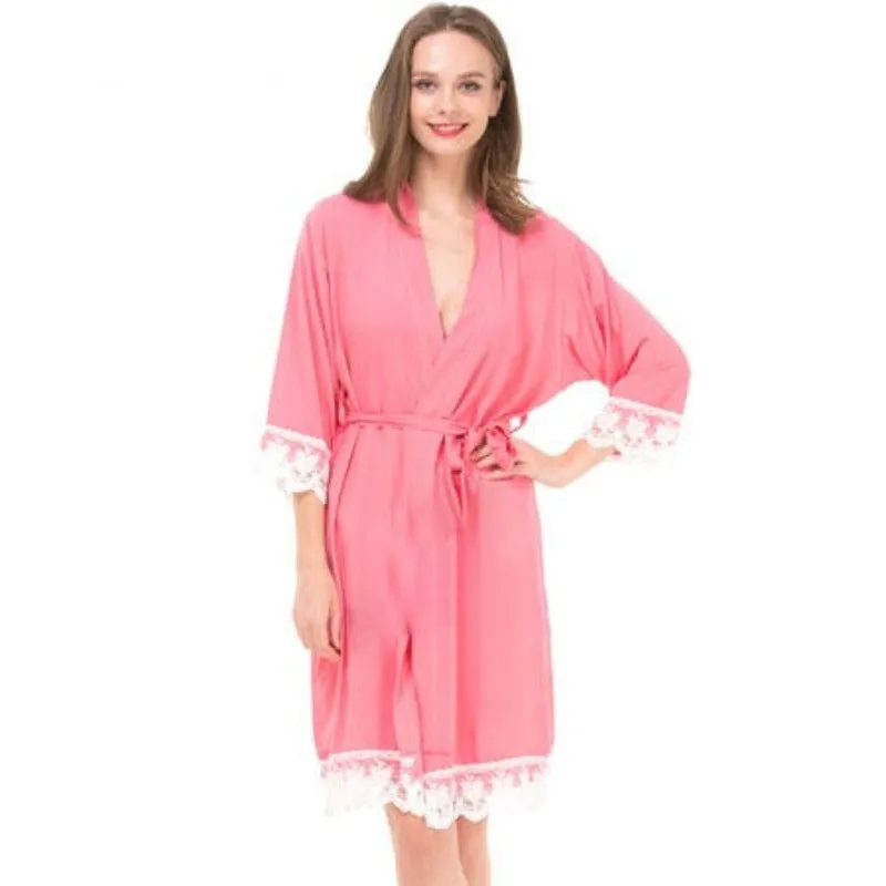 Customized Women's Robe With Lace Pajamas