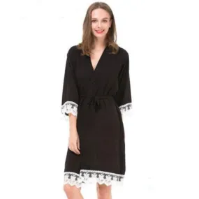Customized Women's Robe With Lace Pajamas