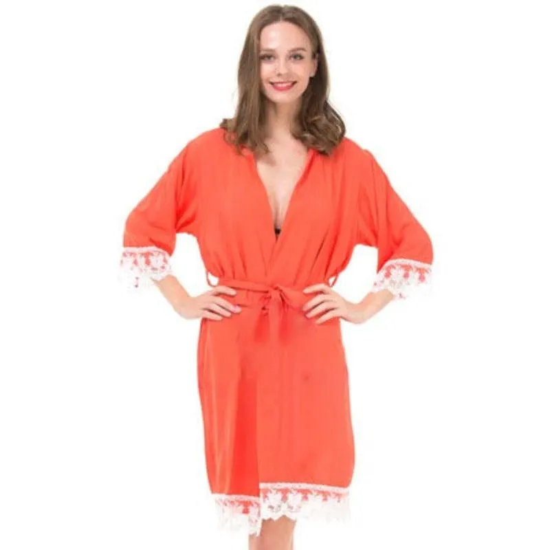 Customized Women's Robe With Lace Pajamas