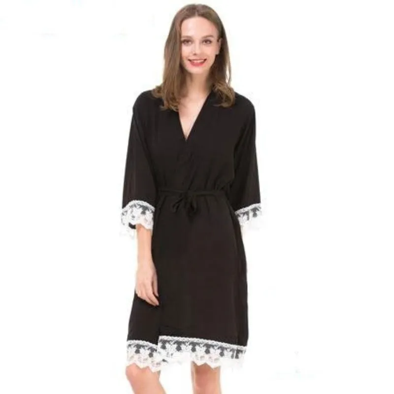 Customized Women's Robe With Lace Pajamas
