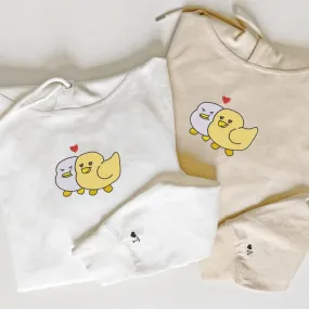 Cute Duck Couple Matching Hoodies - Custom Embroidered Sweatshirts For Couples