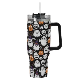 Cute Monster Witches 40oz Stainless Steel Tumbler Gift With Black Handle and Straw