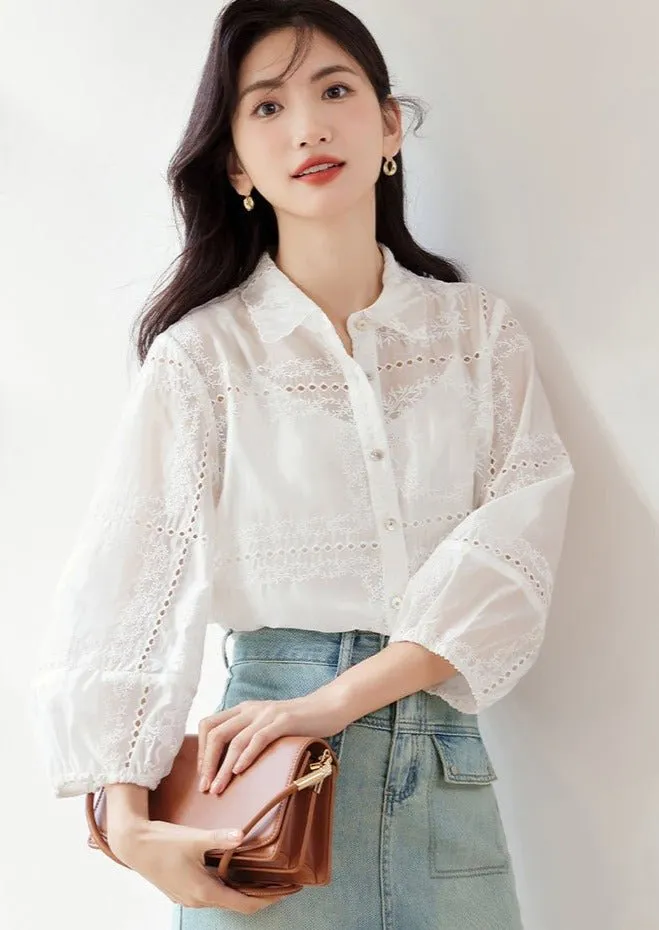 CUTOUT DESIGN EMBROIDERY SHIRT