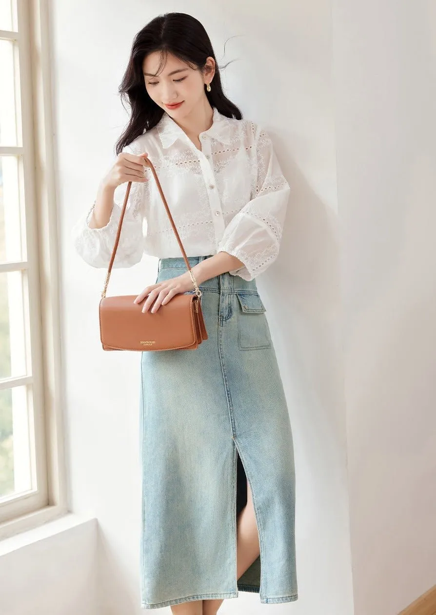 CUTOUT DESIGN EMBROIDERY SHIRT