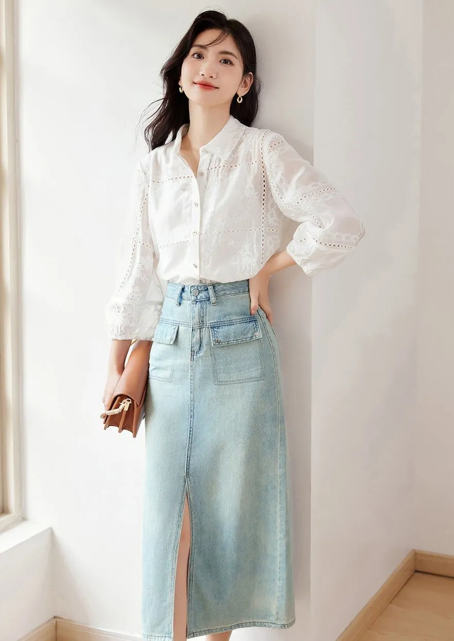 CUTOUT DESIGN EMBROIDERY SHIRT