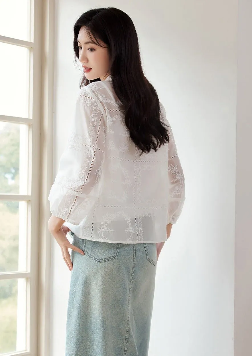 CUTOUT DESIGN EMBROIDERY SHIRT