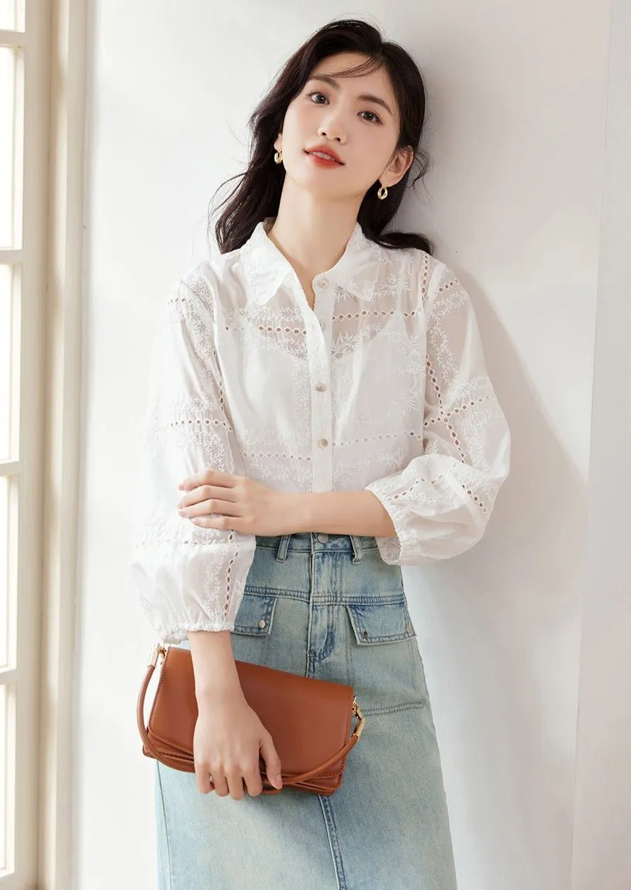 CUTOUT DESIGN EMBROIDERY SHIRT