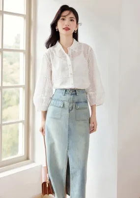 CUTOUT DESIGN EMBROIDERY SHIRT