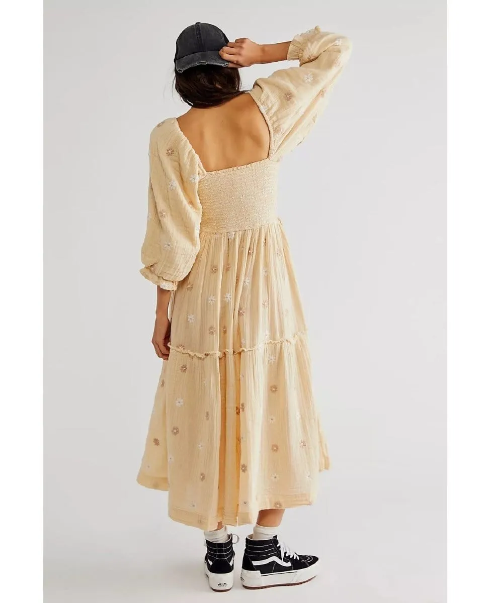Dahlia Embroidered Maxi Pearl Island
