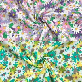 Daisies Garden Cotton Poplin Fabric