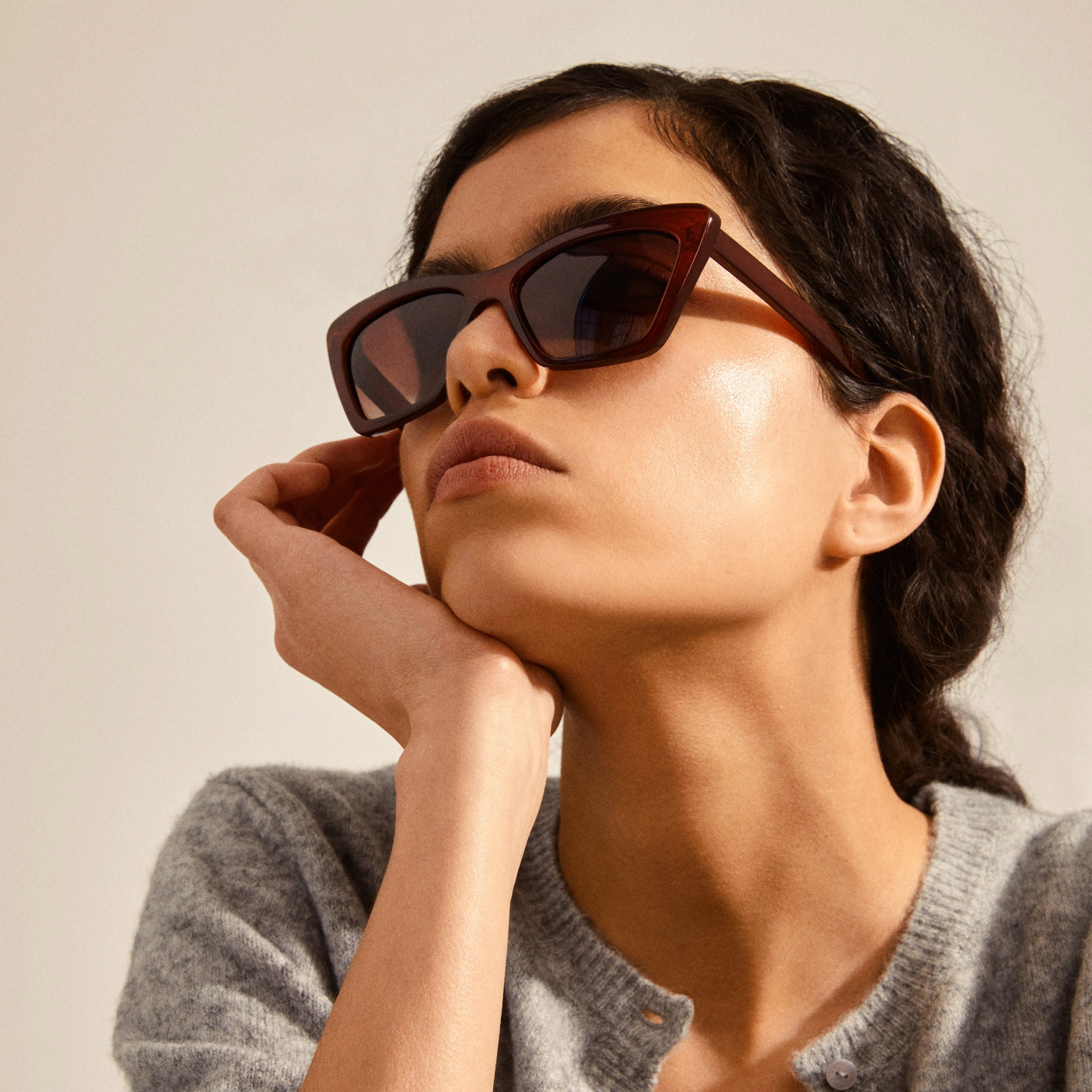 DAKOTA angular cat-eye shaped sunglasses brown