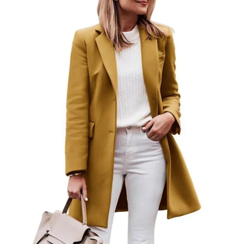 Damen-Mäntel aus Wollmischungen, Oberbekleidung, Winter-Damen-Trenchcoat, warm, mit gefütterten Streetwear-Jacken, Femela, neu in Mänteln