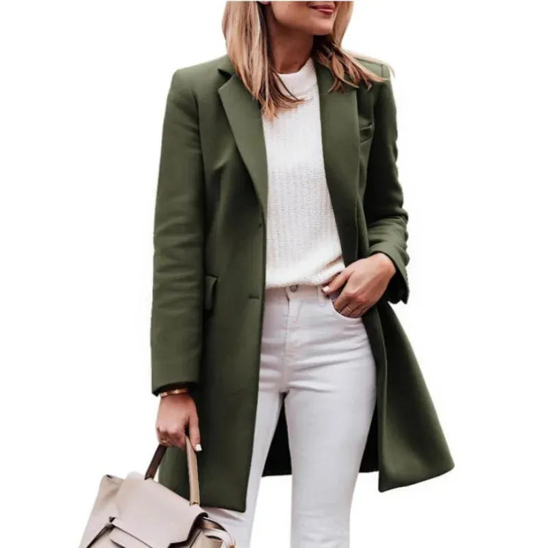 Damen-Mäntel aus Wollmischungen, Oberbekleidung, Winter-Damen-Trenchcoat, warm, mit gefütterten Streetwear-Jacken, Femela, neu in Mänteln