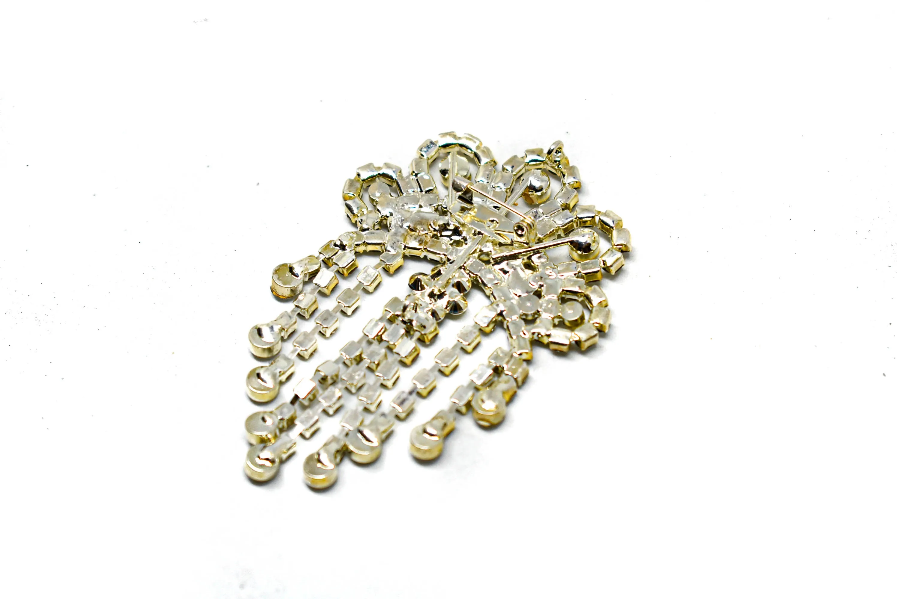 Dangling Crown Rhinestone Brooch 3" x 2" - 1 Piece