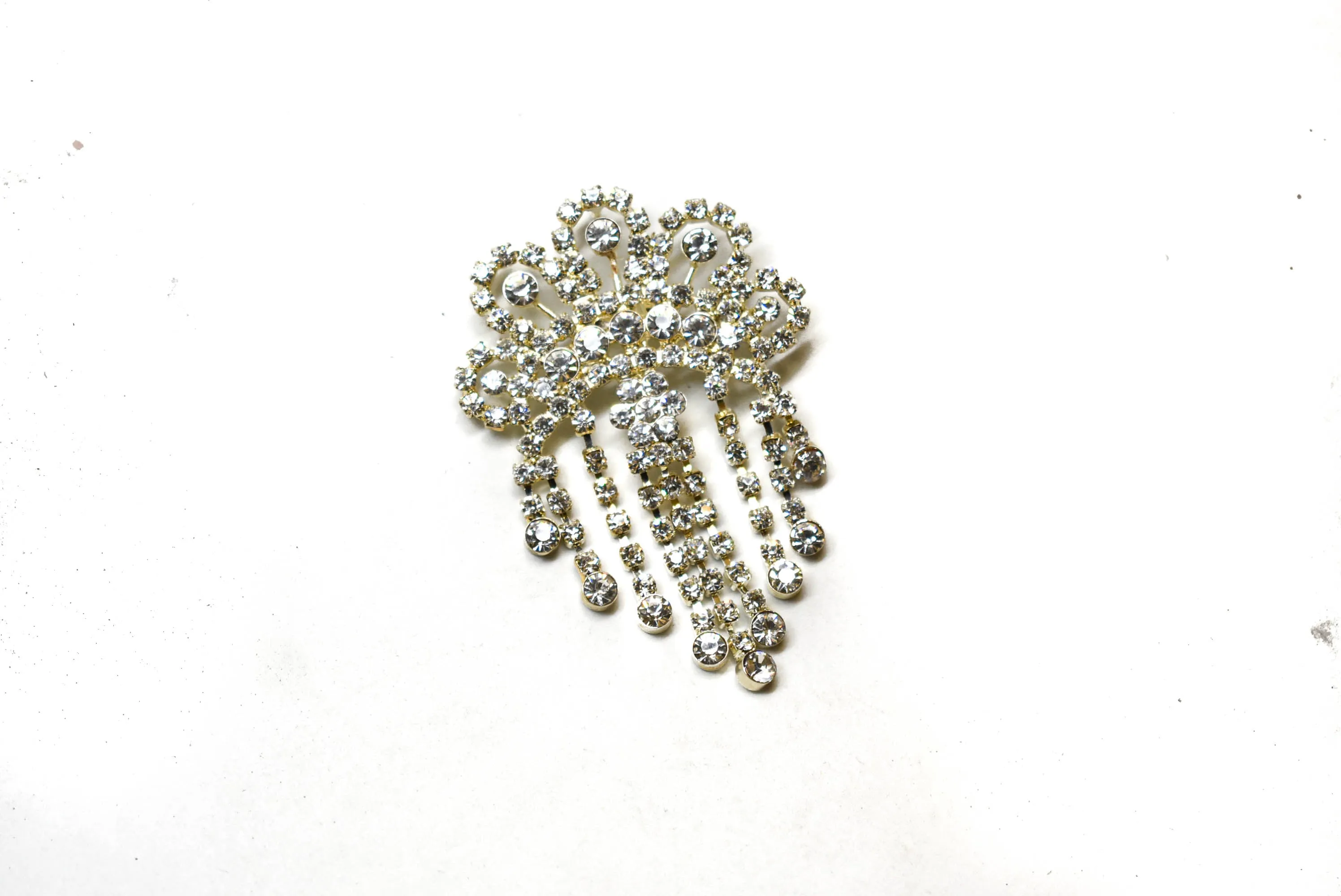 Dangling Crown Rhinestone Brooch 3" x 2" - 1 Piece