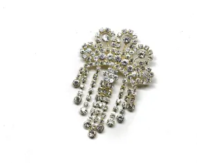 Dangling Crown Rhinestone Brooch 3" x 2" - 1 Piece