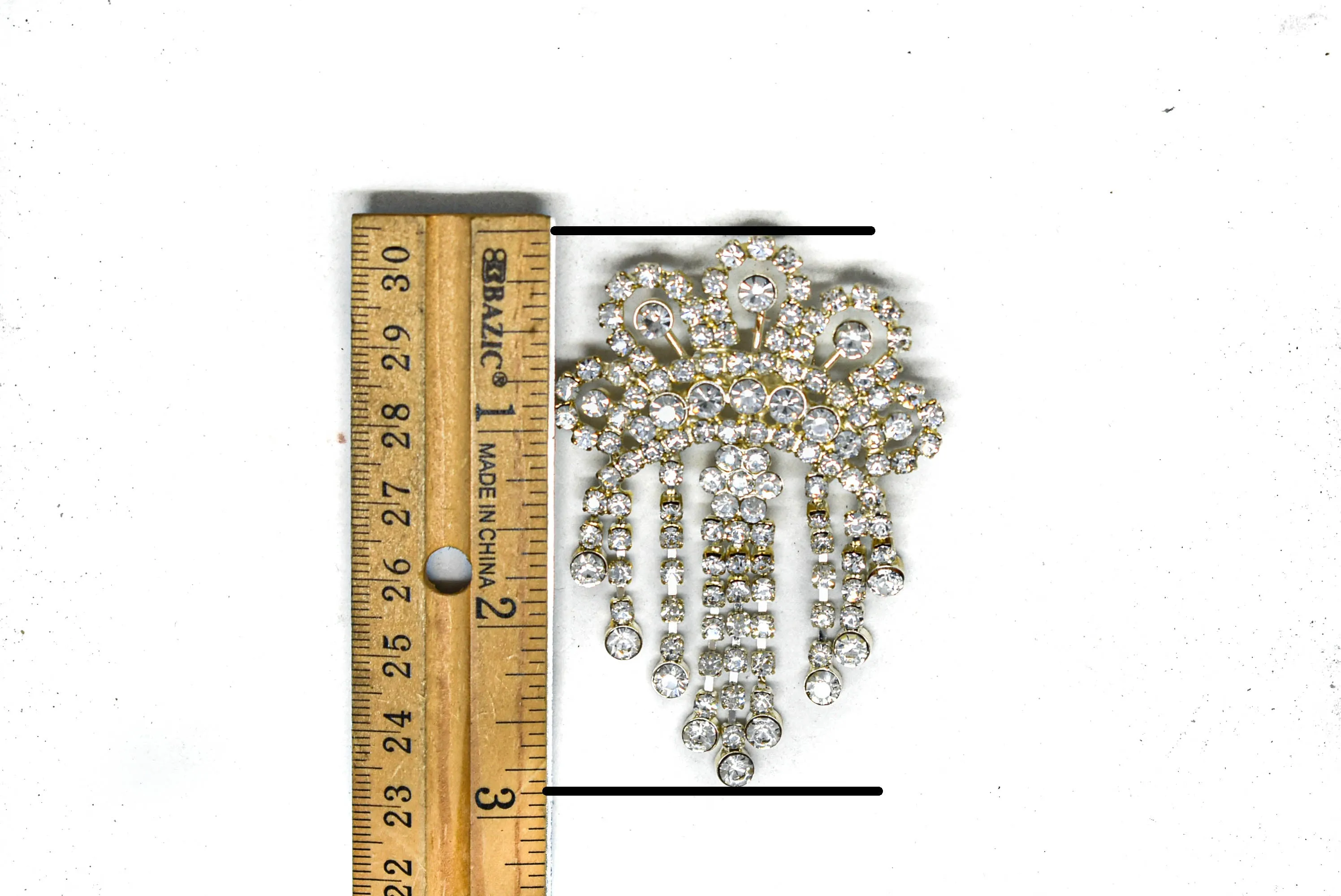 Dangling Crown Rhinestone Brooch 3" x 2" - 1 Piece