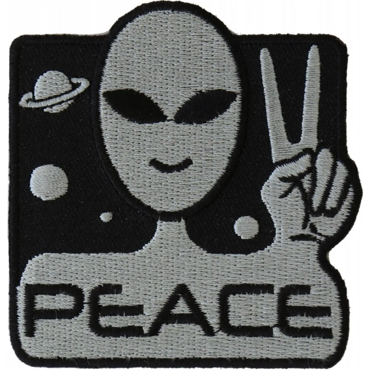 Daniel Smart Peace Alien Embroidered Iron On Patch, 3 x 3 inches