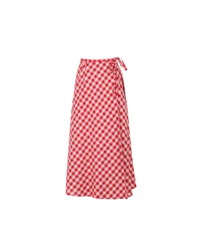 DARCY GINGHAM MIDI SKIRT RED GINGHAM