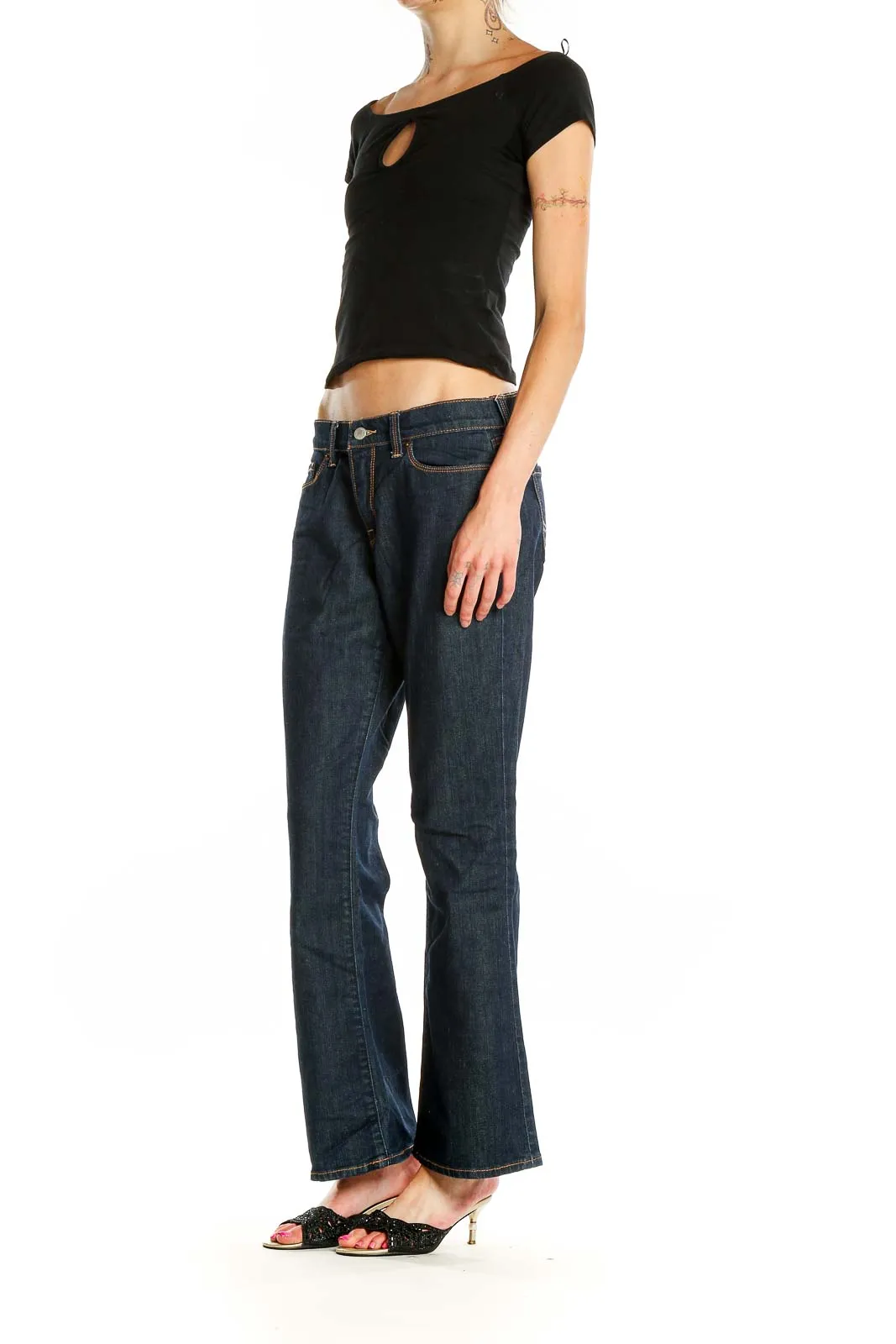 Dark Blue Classic Bootcut Jeans