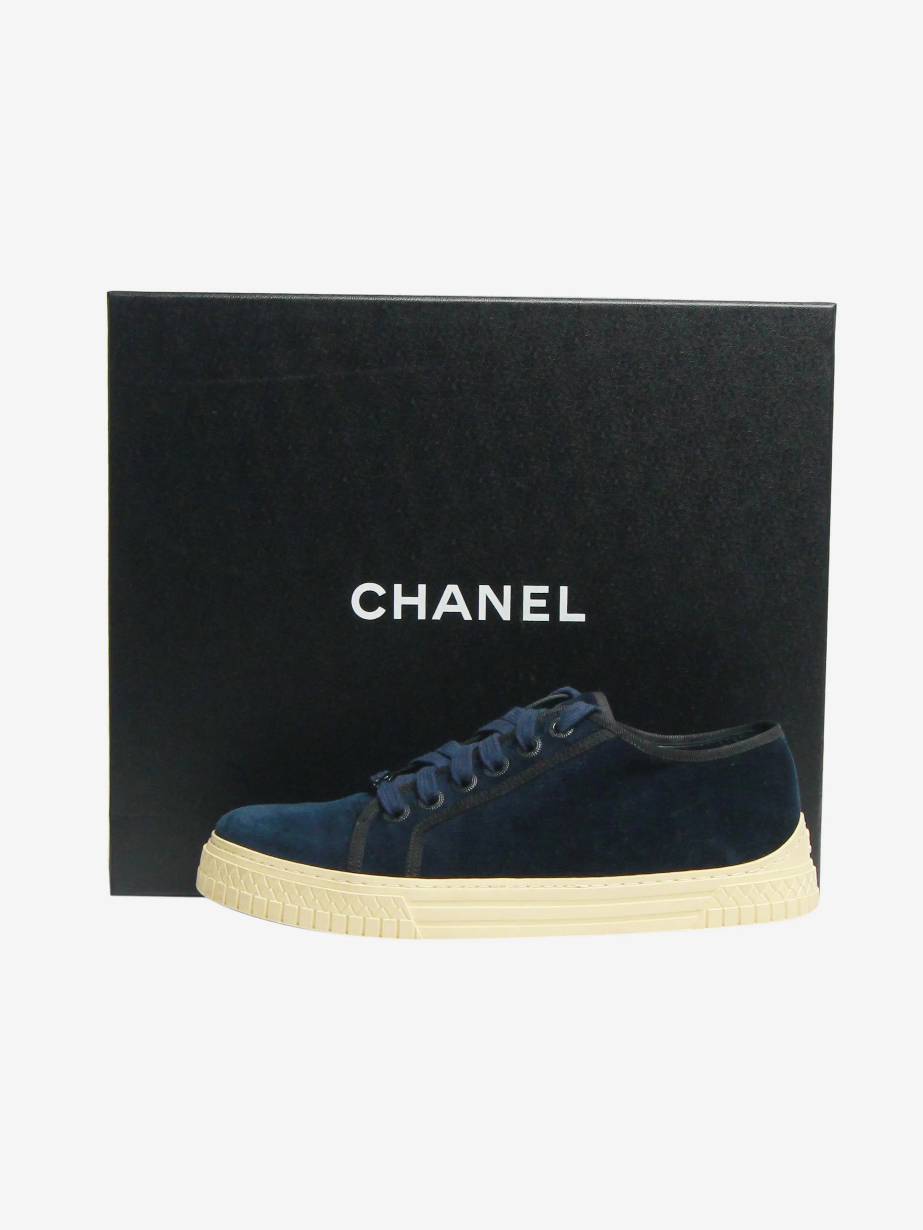 Dark blue velvet trainers - size EU 36.5