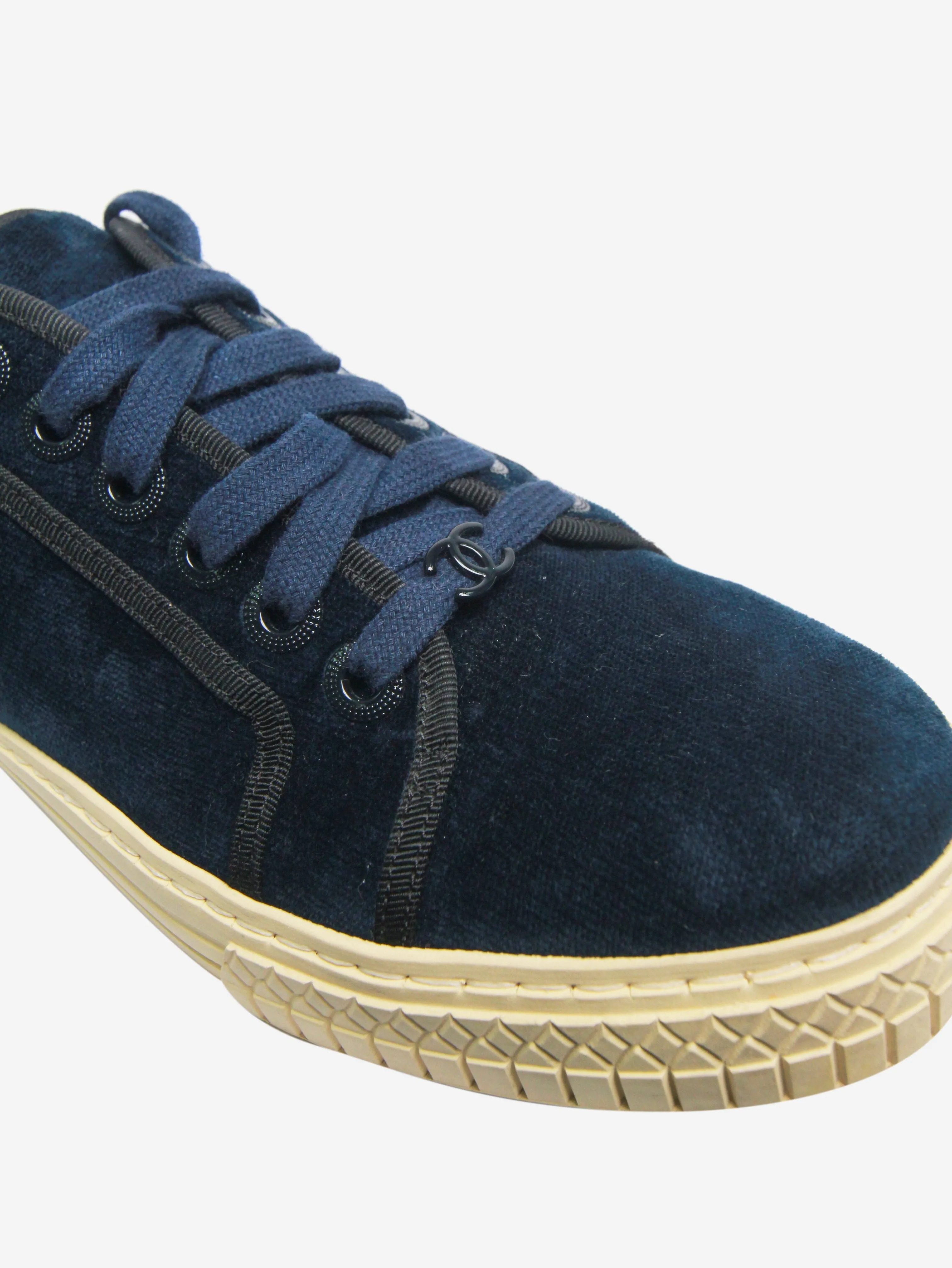 Dark blue velvet trainers - size EU 36.5