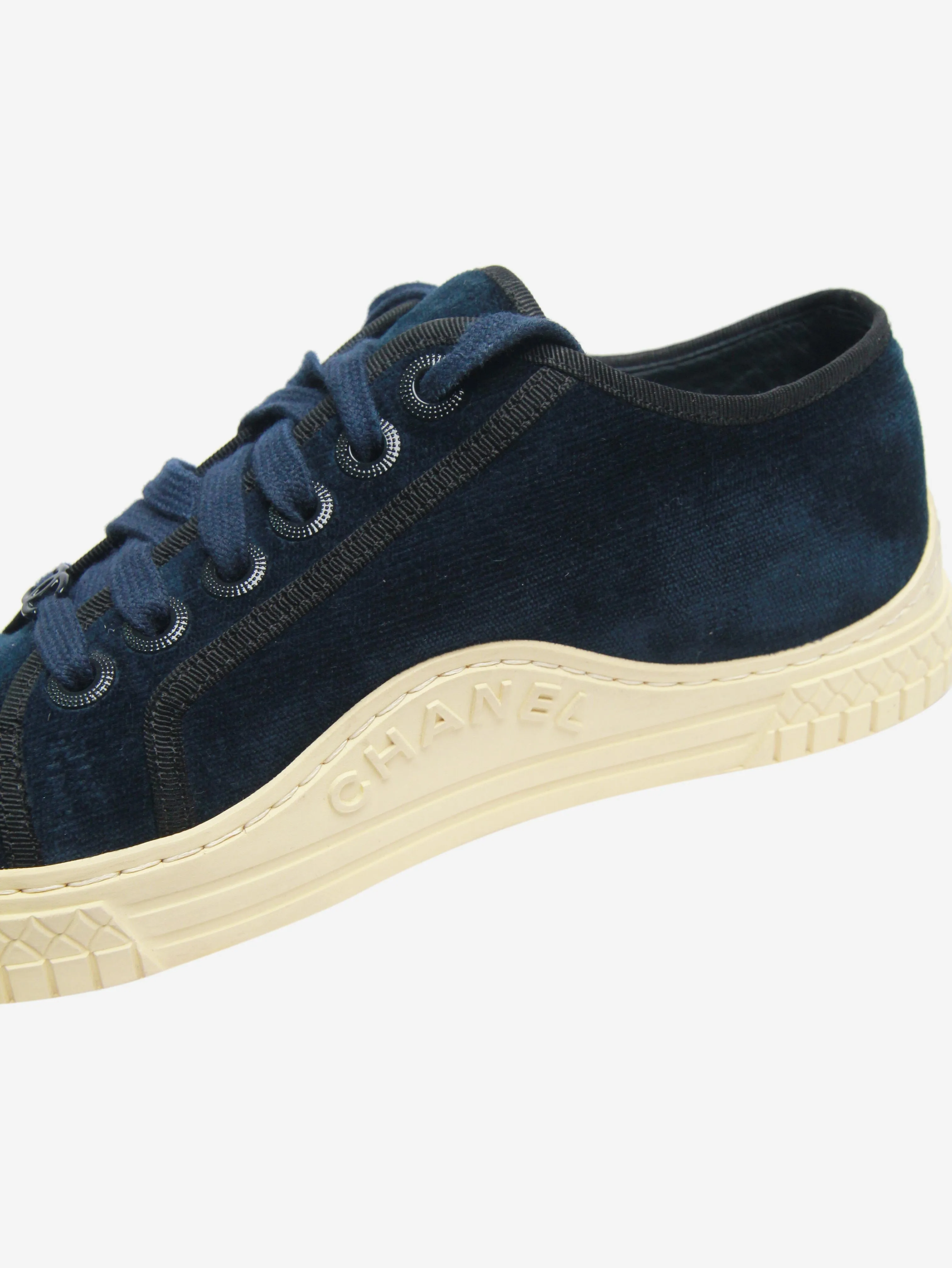 Dark blue velvet trainers - size EU 36.5