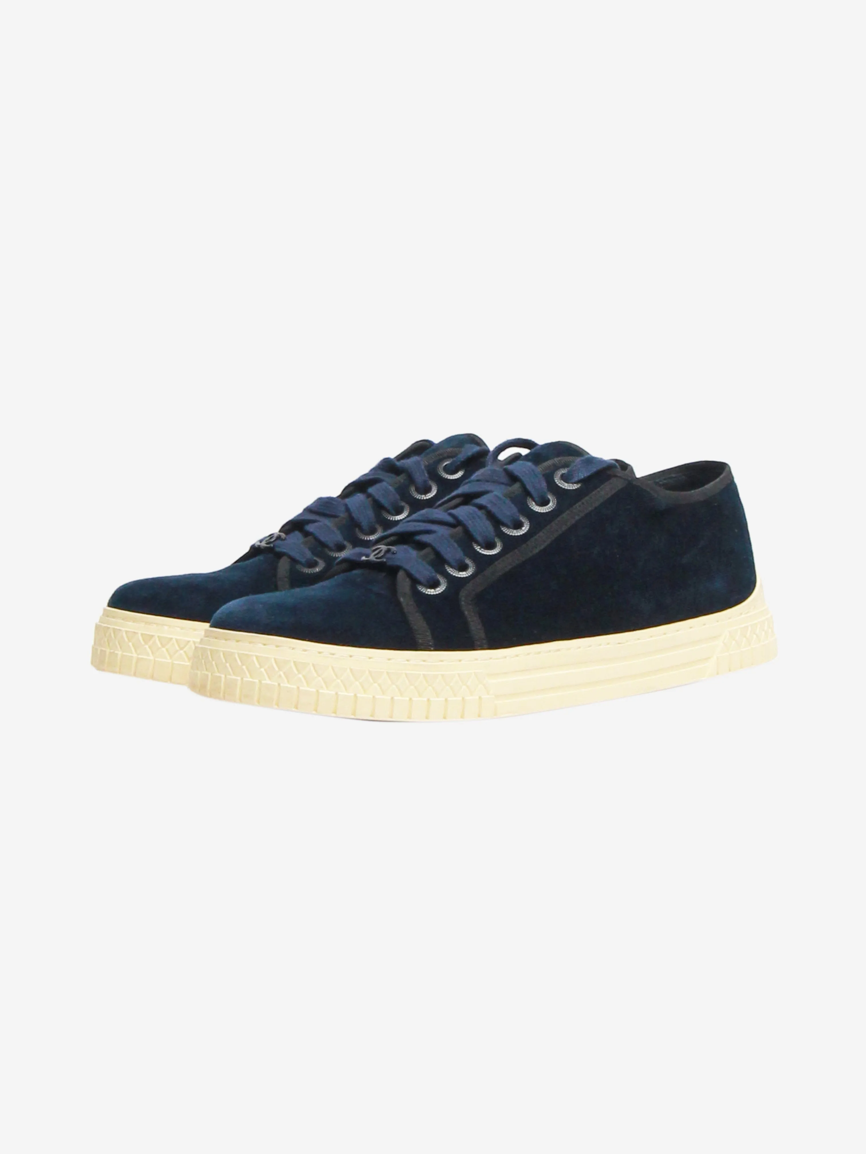 Dark blue velvet trainers - size EU 36.5