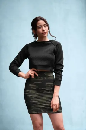 Dark Camouflage Pattern Mosaic Style Plakat Pencil Skirt