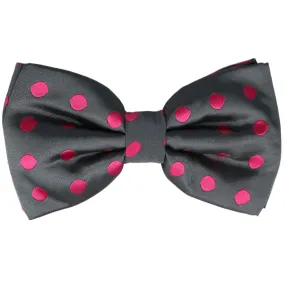 Dark Gray and Fuchsia Quincy Polka Dot Bow Tie