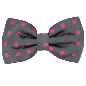 Dark Gray and Light Fuchsia Quincy Polka Dot Bow Tie
