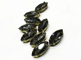 Dark Gray Eye Glass Stone with Catcher (18x9 mm) (Wholesale)