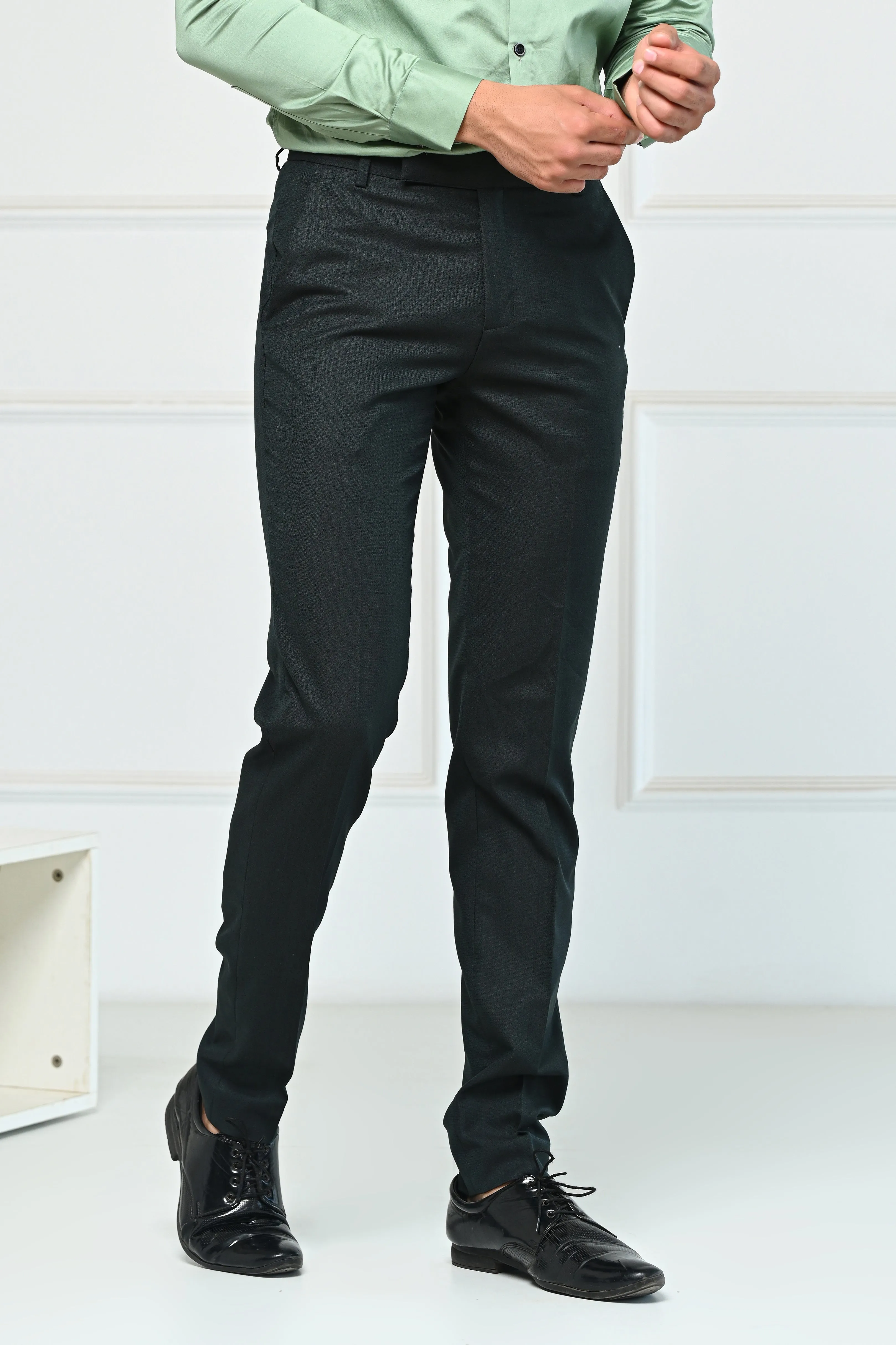 Dark Green Self Premium Formal Pents