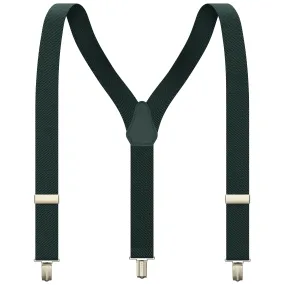 Dark Green Slim Suspenders for Men & Women Boys & Girls Y-back Shape 1 inch wide