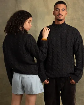 Dark Grey Cable Knit Sweater
