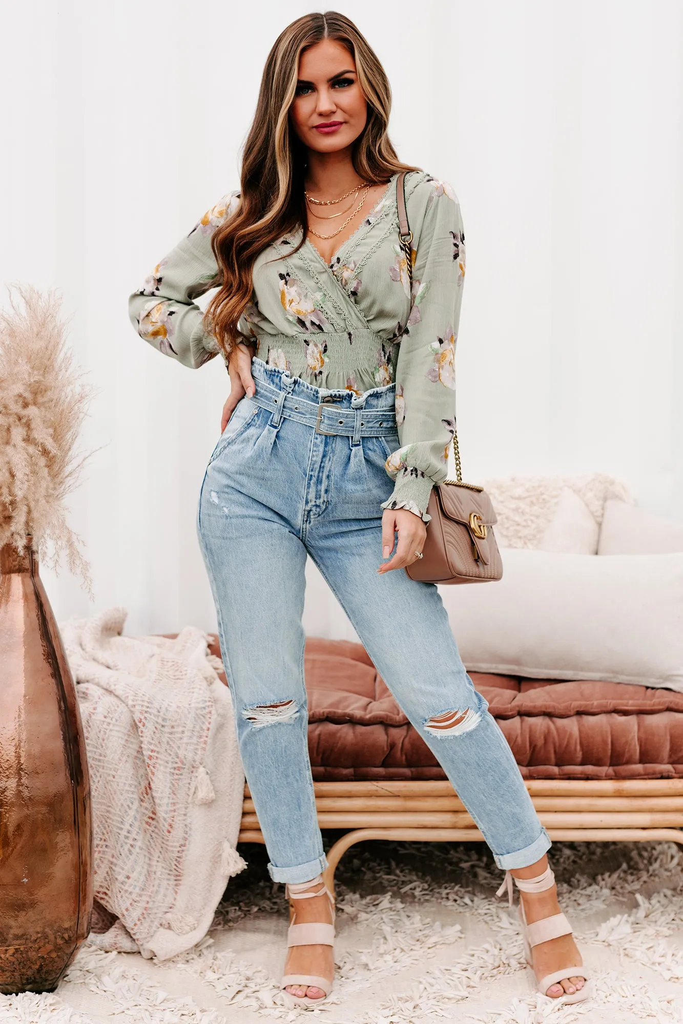 Daylight Magic Kancan High Rise Belted Paperbag Mom Jeans (Light)