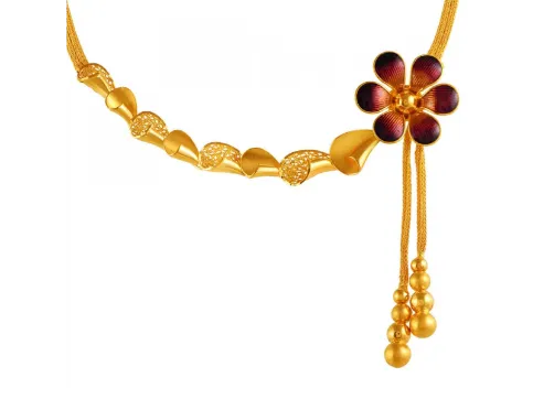 Dazzling Pretty Flower Design 22k Gold Jewellery Set