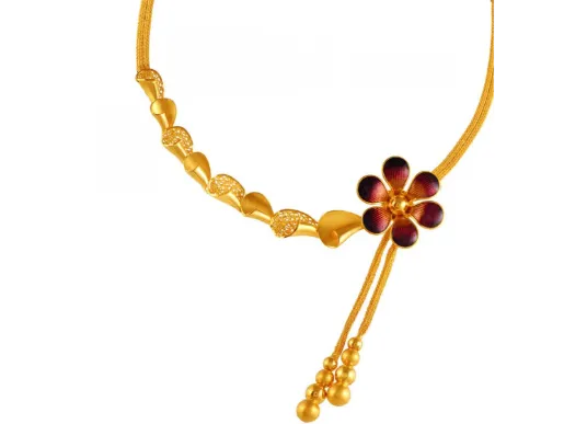 Dazzling Pretty Flower Design 22k Gold Jewellery Set