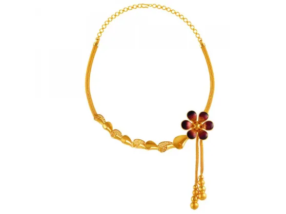 Dazzling Pretty Flower Design 22k Gold Jewellery Set