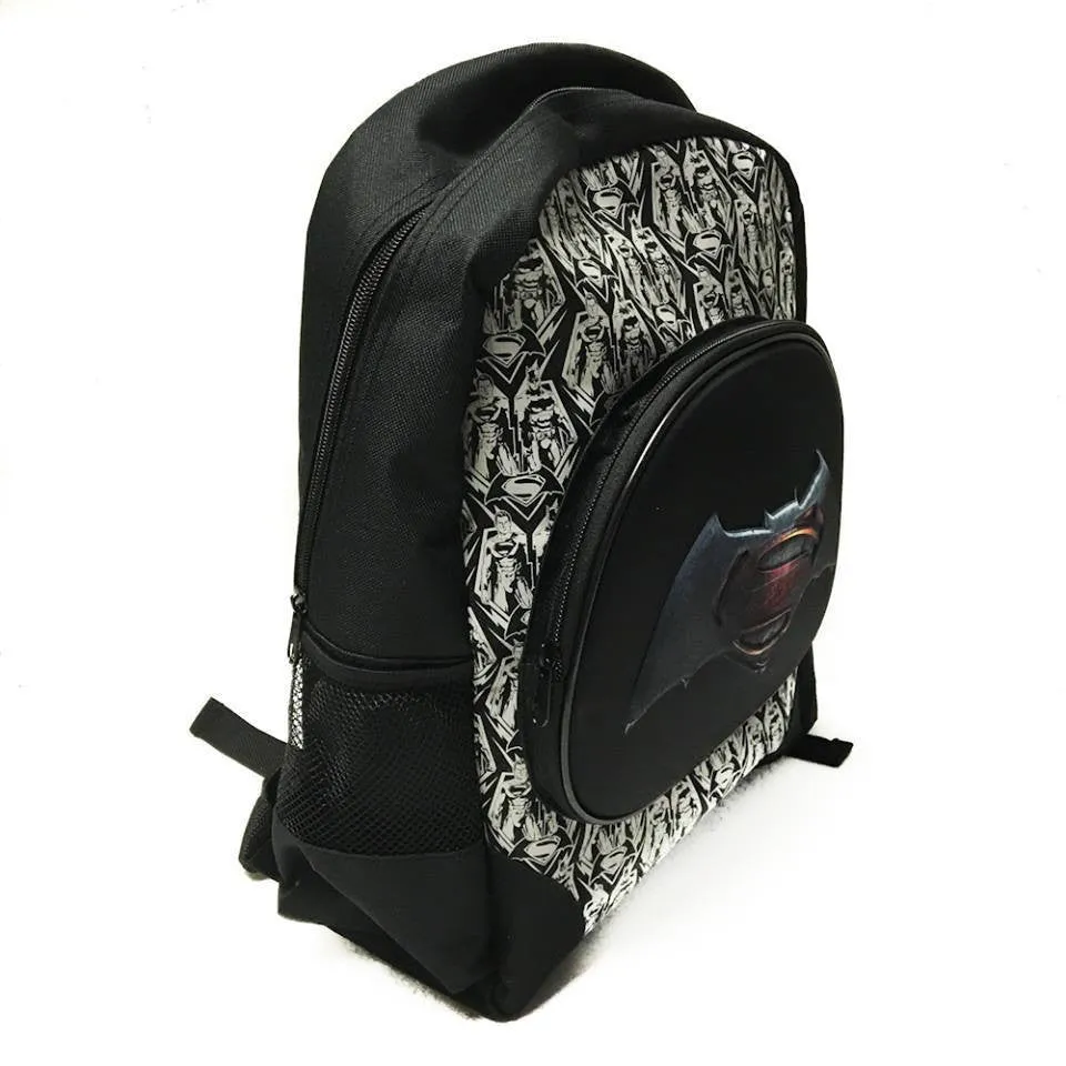 DC Comis Batman vs Superman 16" Large Black Backpack School Book Bag