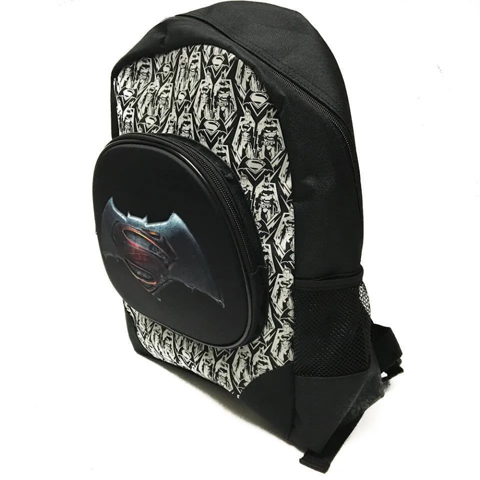 DC Comis Batman vs Superman 16" Large Black Backpack School Book Bag